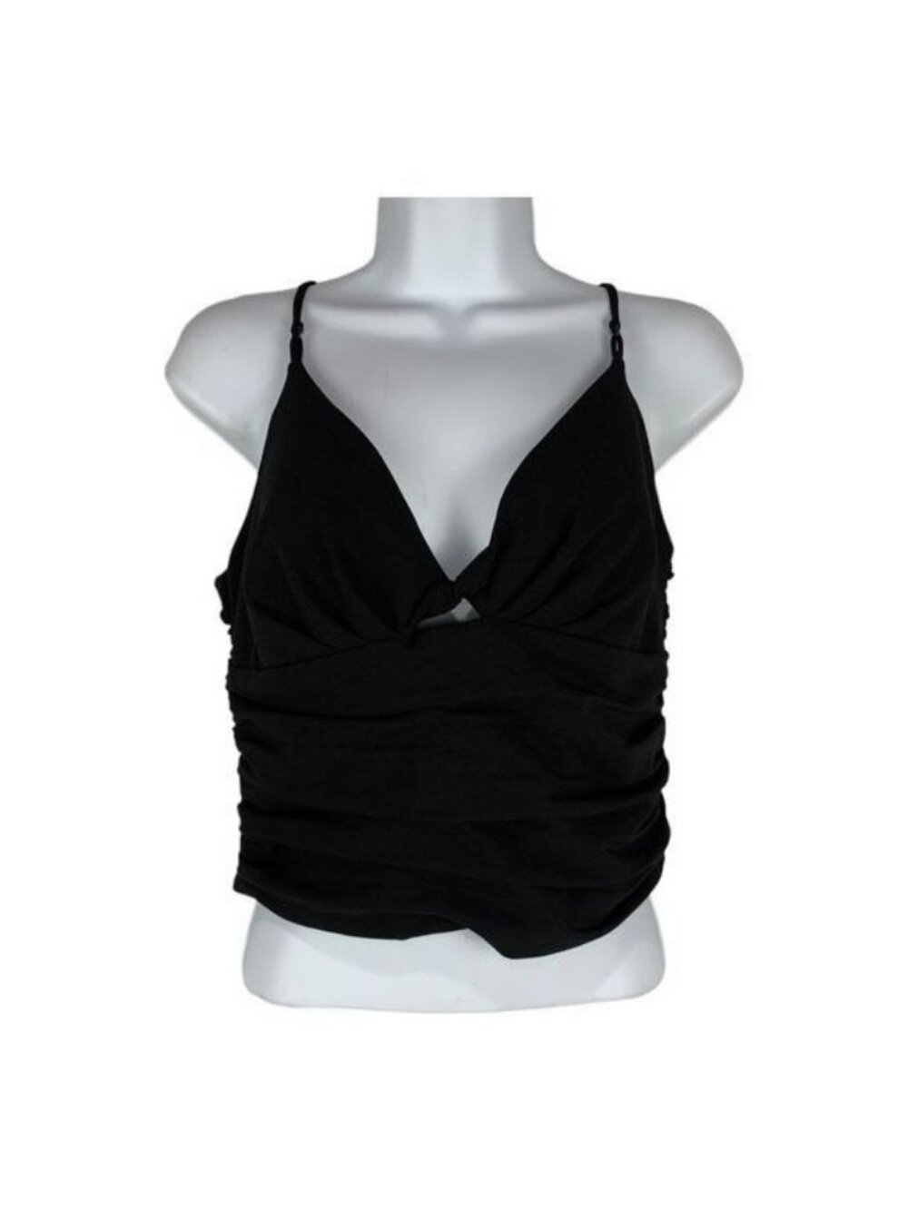 Zara Womens Black Ruched Camisole Tank Top With Adjustable Straps Size Small